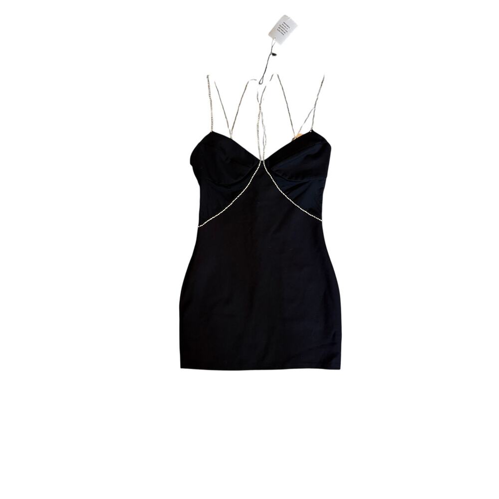 NWT superdown Jaxie Mini Dress Black Rhinestone Crystal Mesh Bodycon M